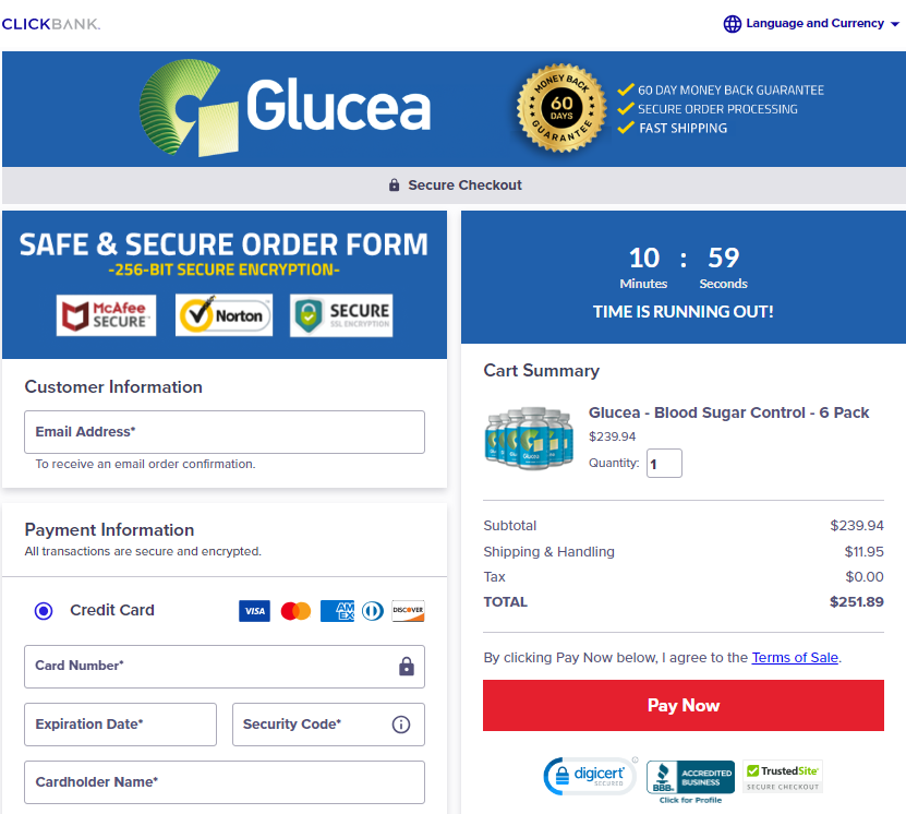 Glucea Order Page